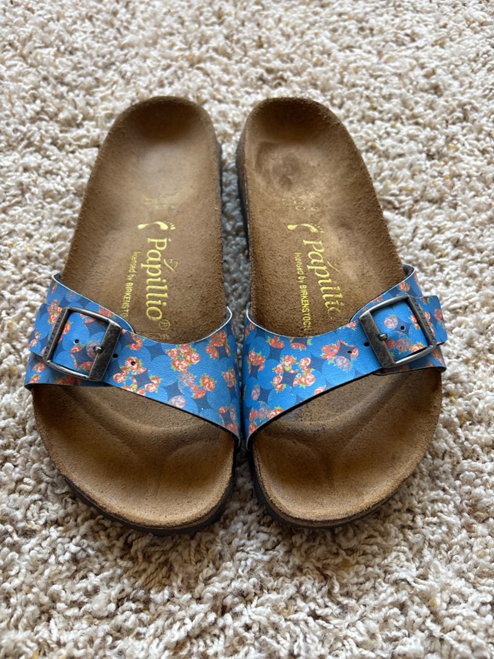 Birkenstock Madrid Sandals Blue Floral With Buckles Size 36 EU US 5.5-6